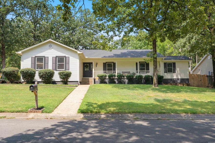 Precious move-in ready one-level home on corner lot with two-car side-loading garage with an extra parking pad. 3 bed/3 full baths with two primary suites. Large living area with lots of natural light, vaulted ceilings and gas log fireplace. Large, nice-sized bedrooms with neutral paint throughout! Updated kitchen has black granite slab counters, built-in microwave and stainless French door refrigerator that stays (3 years old) with breakfast bar seating and large eat-in area. Backyard has large deck that is partially covered and storage shed. Updates and features include: roof and HVAC 2023, deck and privacy fence 2024, newer windows, new interior paint and exterior paint on trim, front/back sprinkler systems, gutter guards and exterior cameras that stay.