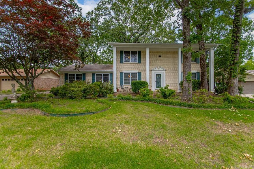 Welcome Home! Space for everyone! And a place for everything! 3 bedrooms up! Including Master! One bath up! Big closets! Down... Another master down w/private bath! Large den w/fireplace! Big eatin kitchen! W/island and dining room! Large living room could be home office! Media! or home school room! Many options! Backs up to the creek and walking trail!! Did you know this is only a 3 owner home? All these years it has been called home by only 3 families! Big double carport in back w/2 storage bldgs! Sprinkler system! Yard has been tended to and manicured for years! Come see this one today! Walking distance to pickle ball courts! See agent remarks...