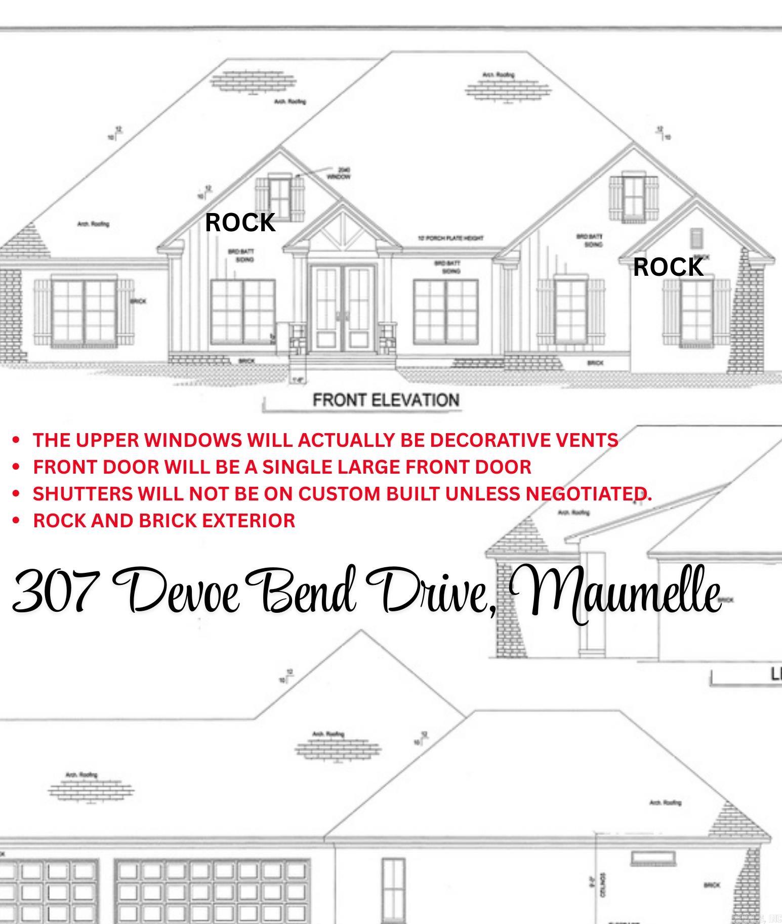 New construction underway in the gated subdivision of Devoe Bend by Daryl Brock Custom Homes. This stunning one-level residence is designed with today’s buyer in mind, offering 4 spacious bedrooms, 3.5 baths, and approximately 2,905 square feet. The home includes a 3-car garage and is situated on a level lot with picturesque views of the Bayou, plus greenspace at the side and back. Enjoy the neighborhood’s natural walking trails and tranquil setting. Quality construction features include ZIP System sheathing, TechShield roof decking, foam-insulated exterior walls, and a tankless water heater for energy efficiency. Interior selections are still available, allowing you to customize finishes and make this home your own. Built with craftsmanship and attention to detail, this property blends comfort, efficiency, and elegance in one of Maumelle’s most desirable gated communities.