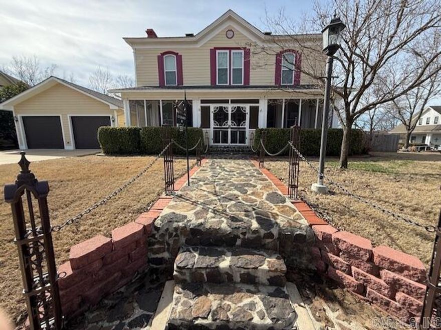 Add your families history to this wonderful historic home built in 1888 by Elisha Baxter, the 10th Governor of AR. Offering approximately 3,000 square feet of refined living space, the main house features 3 generous bedrooms and 2.5 bathrooms, with fresh paint throughout and nearly all new windows that flood the home with natural light. Including brand-new solar panels for energy efficiency and sustainability. Out back, you'll find a beautifully landscaped patio entertainment area with a charming pergola, perfect for relaxing. One of the standout features is the detached artist studio/apartment, complete with its own bedroom, full bathroom, and workshop, ideal for guests, rental income, or a home business.  This iconic property is more than a home, it's a chance to own a true piece of Arkansas history, just steps from downtown shops, restaurants, and the vibrant arts and cultural scene of historic Batesville. Call for your showing today.