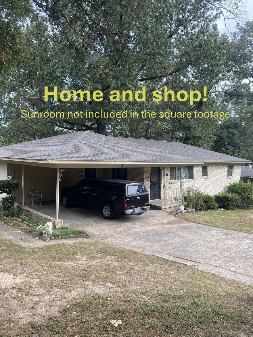 A very loved well maintained ready to go home.  This cozy one level home comes with a brand new shop and roof.  Already a fenced in back yard. The shop has guttering, great electricity set up, insulation, & a huge covered patio to be able to sit down. The home comes with a nice sunroom about 256 sqft. that is NOT included the the sq. ft of the home. Per tax records of 1434 sq ft. does not include the sun room.  Home comes with new updated windows, new up dated electrical and light fixtures. There is extra storage space under the back of the home. This home has a brand new architectural roof, with a 2 carport shop, and sunroom. One of the bonus rooms could be used as a 4th bedroom. Nice neighborhood with a country feel.