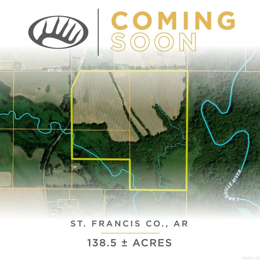 L'Anguille River Hunting Opportunity.  Located a few hundred feet from the River this property is composed of bottomland with timber and forage and upland that has been used in agriculture.  Featuring excellent road access, nearby utilities, and an irrigation well, the potential is off the charts.  Call today, this property will not last long!