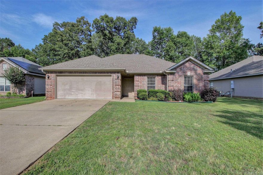 Beautiful home right outside Maumelle. Walk into open floor plan w/10ft ceilings & large great room w/fireplace, open to include the spacious kitchen, pantry, natural light comes through the windows. Split floor plan offers large primary suite w/primary bath. Located on a large level lot, two car garage, covered front porch. Newroof-2018, New hot water heater-2022. Backyard is partially fenced and overlooks green space.  Property tax is $1525.63-$350 "homestead tax credit"=$1175.63/12 is $97.96 per month. This one is hard to find in this market so don't miss it!   Call me today to schedule a showing 501-960-0700. See agent remarks!