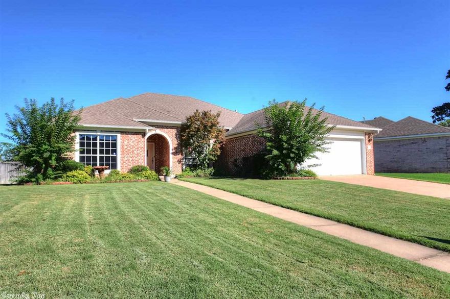 Four bedroom home with 2 full baths.  All brick in great location.  Large den with fireplace, formal dining room, trey ceilings, tile in all wet areas.  Jacuzzi tub in master bedroom, security alarm system, sprinkler system, large deck in back, fully fenced, and gutters around entire house.  2 car garage.  Close to everything you need; interstate, restaurants, and grocery store.