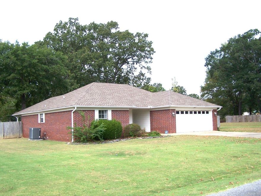 Great house with a split floor plan with a huge master bed and bath. Two closets in master bath with shower and jacuzzi tub. Kitchen has solid state counters and stainless appliances. There is a covered back patio with a fenced back yard. The roof was new in 2018 ,HVAC in 2019.