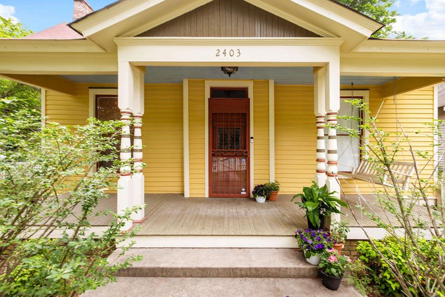 Downtown living at its finest- a welcoming porch, original hardwood floors, ornate details, tall ceilings, and friendly neighbors- with modern updates for your comfort. Wonderful natural lighting with huge windows throughout, and multiple living spaces to make your own. The kitchen, with its butcher block countertops and new dishwasher and oven, leads to the separate laundry room with access to the private deck in backyard for late night evenings in the summer! Leave your worries behind in this completely renovated bathroom, with rainbow light coming through the window as you soak in the tub or enjoy time in your spacious shower. All major systems (HVAC, roof, water heater, deck, and storm doors) have been updated and are less than 6 years old- what a wonderful way to get to experience historic home life without the stress of dated systems! Please note: photos with furniture are virtually staged.