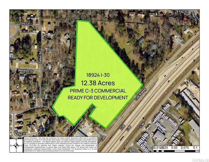 PRIME LOCATION on interstate 30 in the growing town of Benton. Over 12 acres, zoned C-3, close to the booming towns of Bryant, Little Rock and Hot Springs. Great visibility with multiple access points. All utilities are already on the property, there are current structures including 2 homes and out buildings. The new BUC-EE'S development will be located at exit 114 a few exits past this location.This travel center will be one of the largest built by the company with 75,000 sq ft of retail space and 100 fuel pumps. The development is expected to significantly impact local economy. The topography of this property is flat and ready for development. Survey is attached.