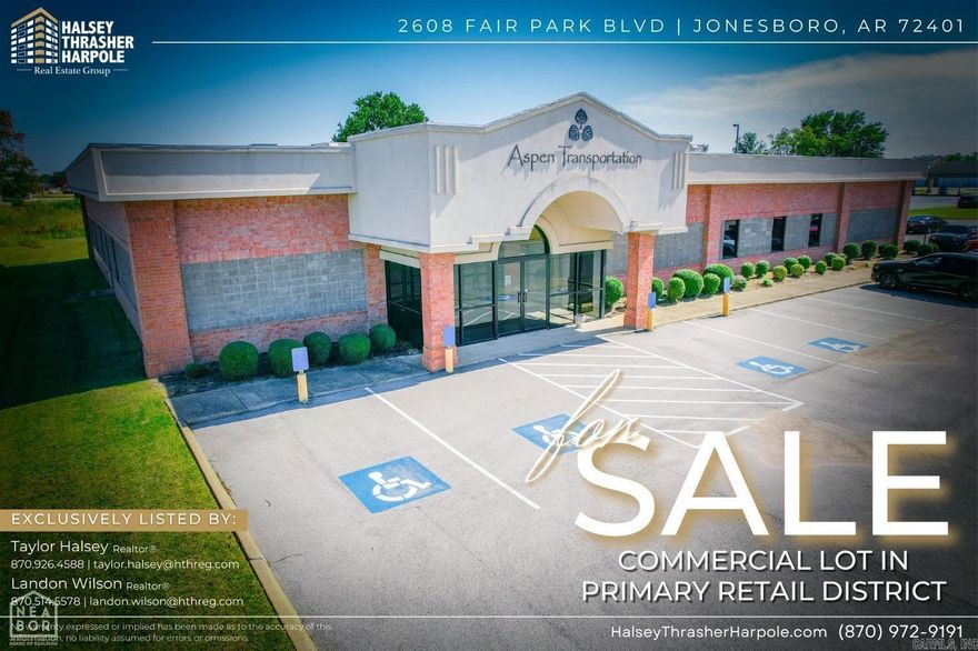 2608 Fair Park Blvd is a strategically located commercial property situated in the Primary Retail District of Jonesboro, Arkansas. This property presents an excellent opportunity for investors and businesses. The building boasts a total area of 11,750+/- sf and is suitable for various commercial purposes. With a versatile space and ample parking, 2608 Fair Park Blvd represents an excellent investment opportunity. The property has a 7.4% cap rate. Watco leases the building. Additionally, there is a separate adjoining parcel available, creating the opportunity for an investment package.