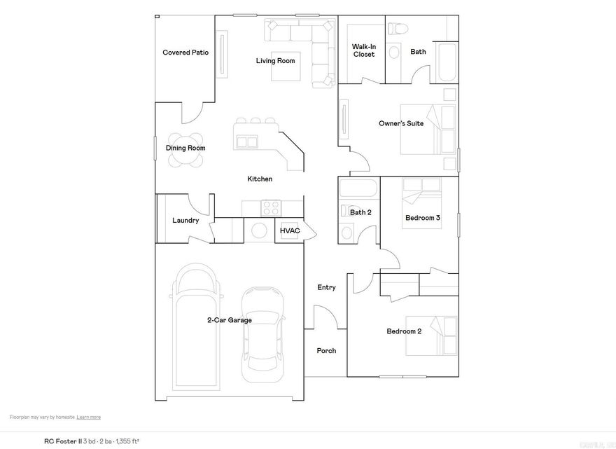 The Foster II plan is a charming and inviting home design that exudes curb appeal with its front porch and well-maintained front yard landscaping, creating an inviting atmosphere right from the curb. This open-concept home provides a spacious living experience with 3 bedrooms and 2 bathrooms, ensuring ample room for comfort and privacy. The kitchen is a standout feature of the home, boasting a complete set of energy-efficient appliances that cater to modern needs and preferences. Whether you're cooking daily meals or hosting gatherings, the Foster II plan offers functionality and style. Explore more about this delightful home today to see how it can meet your lifestyle preferences and needs!   **SEE SHOWING REMARKS & AGENT REMARKS FOR IMPORTANT INFORMATION**