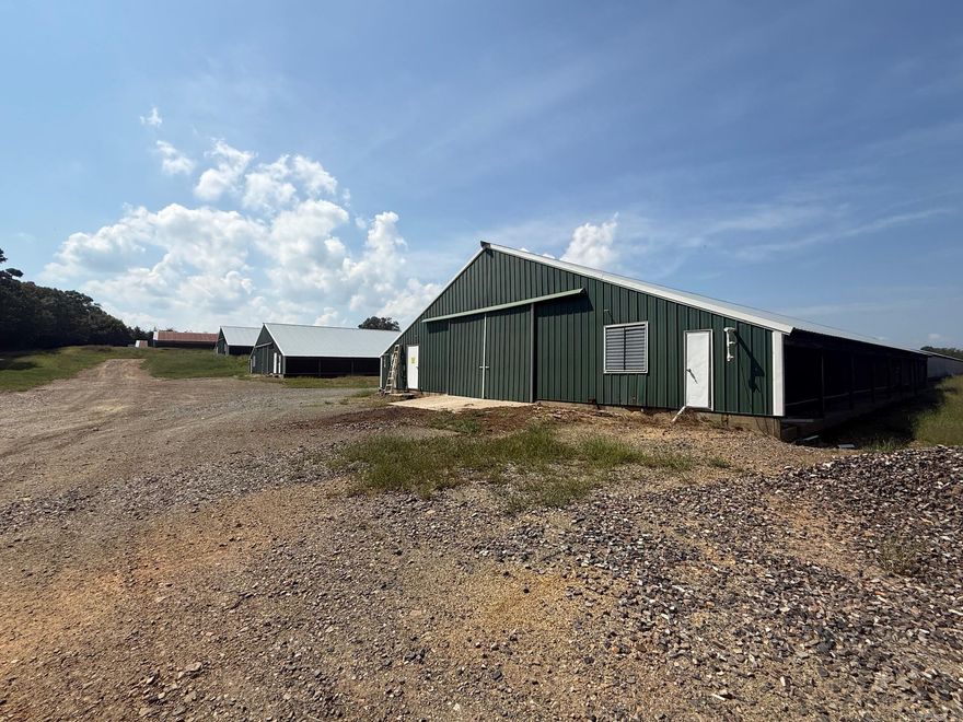 Nice Well Maintained Poultry Farm consisting of 3 Broiler Houses 43 X 500 feet with a Tyson Broken Bow contract.  The Farm has a 40 X 110 ft Litter Shed with a 33 ft Eco-Drum composter.  There are 2 older Broiler Houses 40 X 300 not in production but can be used for lots of storage options.  Very Private and secluded property with lots of Deer seen around the Farm.  Property to be surveyed for correct legal description and acreage