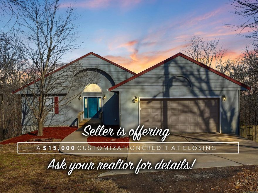 Prime Bella Vista Location! Just 12 minutes to Walmart Home Office, located at the end of a quiet street, surrounded by acres of woods and direct MTB trail access, this spacious home offers 4 bedrooms and 2.5 baths, plus a family room, office, and an impressive oversized workshop. The living room showcases soaring ceilings and abundant natural light from expansive windows. A large second laundry room on the main level provides excellent flexibility and could easily serve as a craft room or additional indoor storage. Enjoy peaceful views of the woods from the double rear decks. Tucked away on a private cul-de-sac lot, this home offers exceptional privacy and abundant wildlife. The kitchen features generous counter space, a breakfast bar, pantry, pull-out shelving, and a built-in desk area. The lower-level workshop, located beneath the garage, includes double exterior doors perfect for hobbies, projects, or a dedicated workspace. Solar panels will be paid off at closing, saving you an exceptional amount on your utilities monthly. Schedule your showing today!