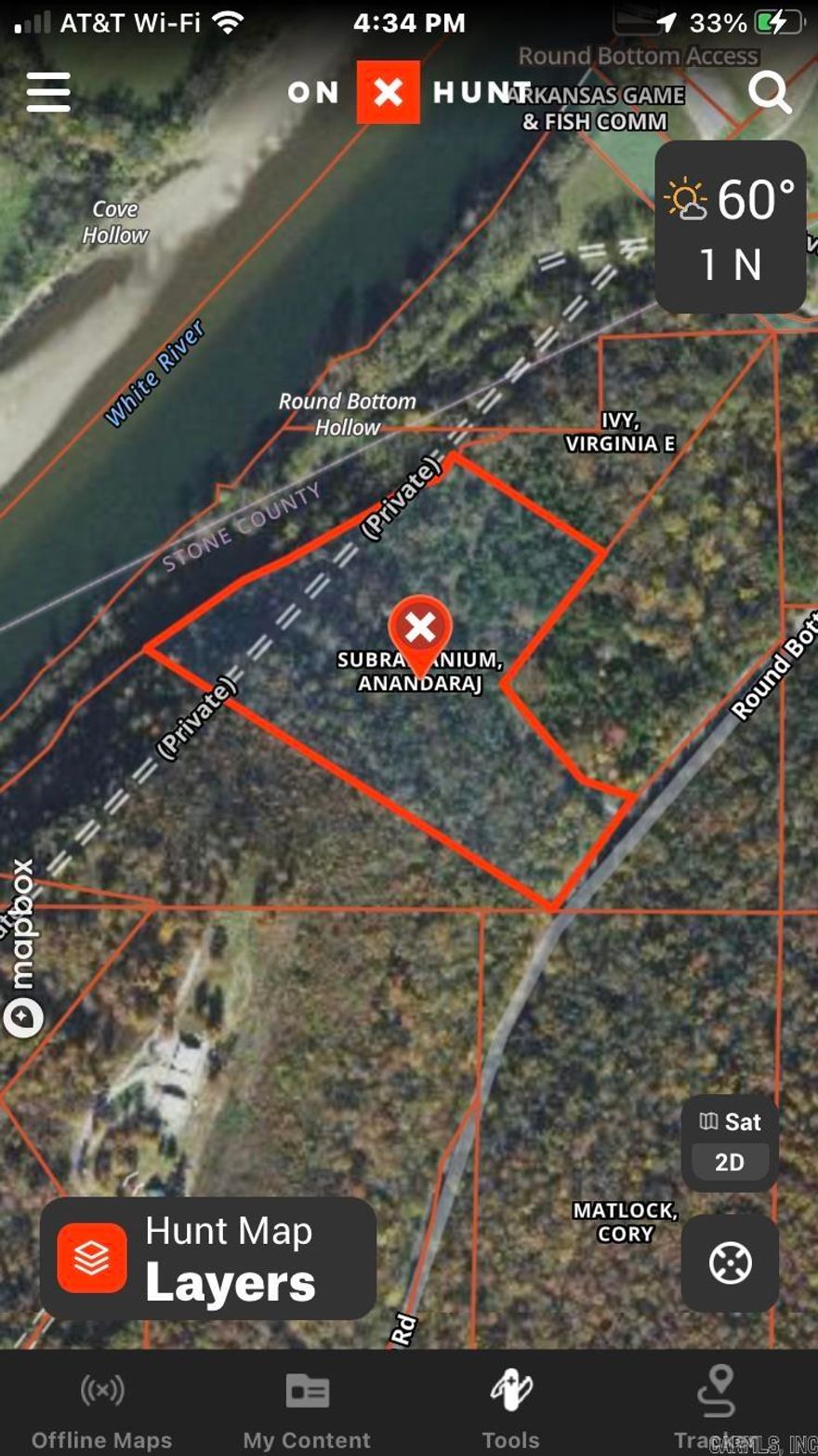 This property overlooks the White River with beautiful Views. Multiple building sites with utilities at the property. Good road going into the property. Just 15 Minutes from mountain View and paved road to the property. This will go fast.