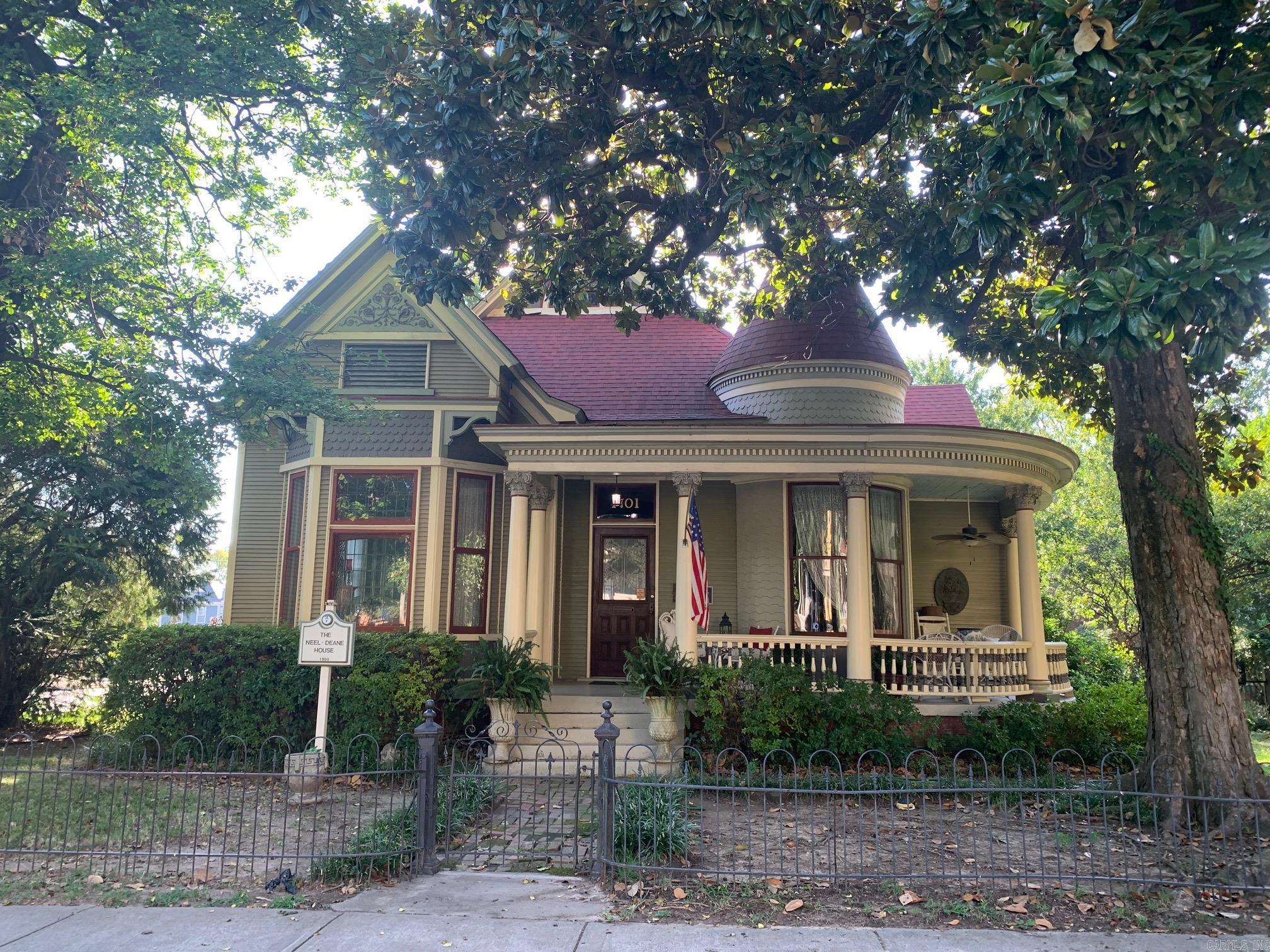 Rare chance to own a piece of Arkansas History. This home is on the National Historic Registry and the Governor's Mansion Historic District. This home was built for Gardiner Deane who was the Arkansas Land Commissioner and instrumental in bringing the railroad to the area. Rumor says that President Taft actually once stayed at the home. The home has some wonderful and unique features including a single-story turret, some original stained-glass windows, wrap around deep porches, beautiful wrought iron and wood stairway, some curved windows and is one of the earliest documented Queen Anne-Colonial Revival style built in the city. It is a wonderful home for entertaining, with a large formal dining room and several fireplaces. Outside you will find a gorgeous yard/ courtyard with established trees and shrubs and a detached carriage house style garage. Must see to appreciate all this lovely home has to offer!!! Make your appt today. Home sold as is