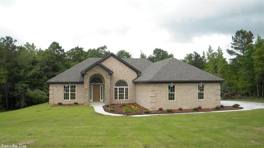 Fabulous New Home on 1 acre. Split Bedroom plan. Formal Dining room. Kitchen equipped w/Stainless appliances, granite countertops, tile & glass backsplash & pantry closet. Tall & Trey Ceilings finished out w/crown molding, window & door decorative trim caps. Ma bath w/dbl granite vanity, jetted tub, custom tiled shwr w/seat, toilet closet. 2 walk-in closets. Guest Bathw/granite vanity & linen cabinet.  BR 2 & 3 feature walkin closets. Sideload garage w/storagespace.Covered patio & home alr has gutters.