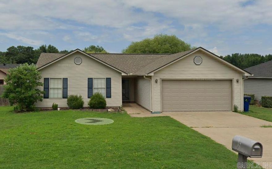 This adorable home offers comfort and convenience with quick access to schools, shopping, and the new Cabot exit. Step inside to a cozy living area featuring vaulted ceilings and plenty of natural light. The kitchen comes fully equipped with stainless steel appliances, granite countertops, tile backsplash, and a breakfast bar—perfect for casual meals or entertaining.  The primary suite includes a spacious walk-in closet, and both bathrooms are well-appointed. Enjoy relaxing or entertaining in the large, fully fenced backyard complete with a pergola and fire pit. Additional perks include a newer roof and garage door (2022).  Don’t miss your chance to make this beautiful home yours—schedule a showing today!