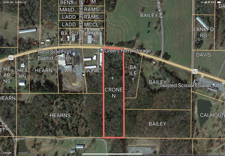 Remarkable 10-acre property nestled within the city limits of Greers Ferry, Arkansas. This prime piece of land boasts an advantageous location, as it borders Highway 92, offering 300 feet of highway frontage. With its ideal shape, this property presents an excellent opportunity for a storage facility or an RV park. Convenience is key, as this property is merely 1 1/4 mile away from shopping and a variety of restaurants, ensuring that essential amenities are within easy reach. Moreover, it is perfectly situated for water enthusiasts, allowing for effortless boat access and storage. If you're looking to start a business venture, this 10-acre property in Greers Ferry provides an exceptional canvas to fulfill your aspirations.