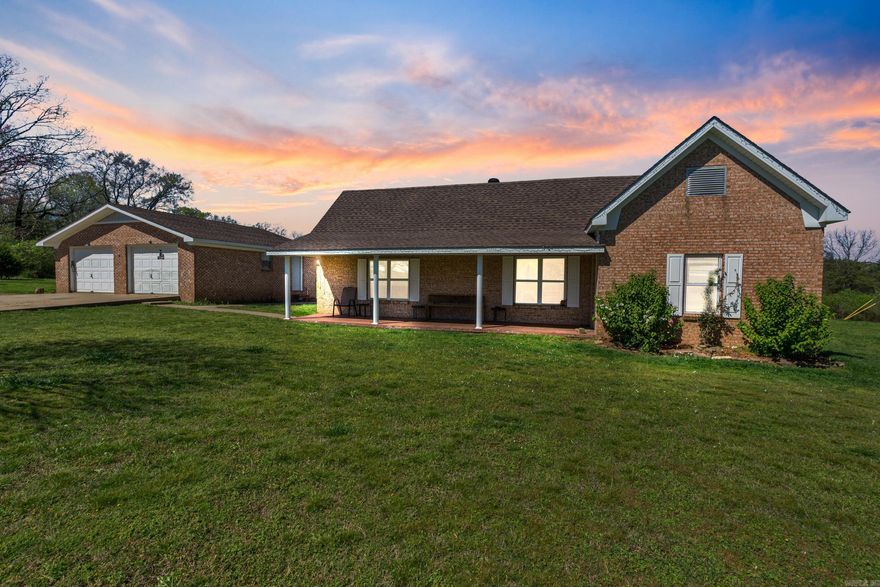 Welcome to paradise! Explore 48 acres of pure bliss on this stunning farm, complete with a fully stocked pond teeming with bass, crappie, catfish, and more.  Marvel at the breathtaking sunsets from every corner of the property, nestled in the serene valley of the Ozark foothills.  Discover a beautifully remodeled 3 bedroom, 2 bathroom farmhouse boasting a charming brick exterior, freshly painted interiors, and a separate 2 car garage.  Embrace the tranquility and beauty of country living - come take a peek and envision the endless possibilities awaiting you.  Fenced and crossed fenced and ready for livestock!