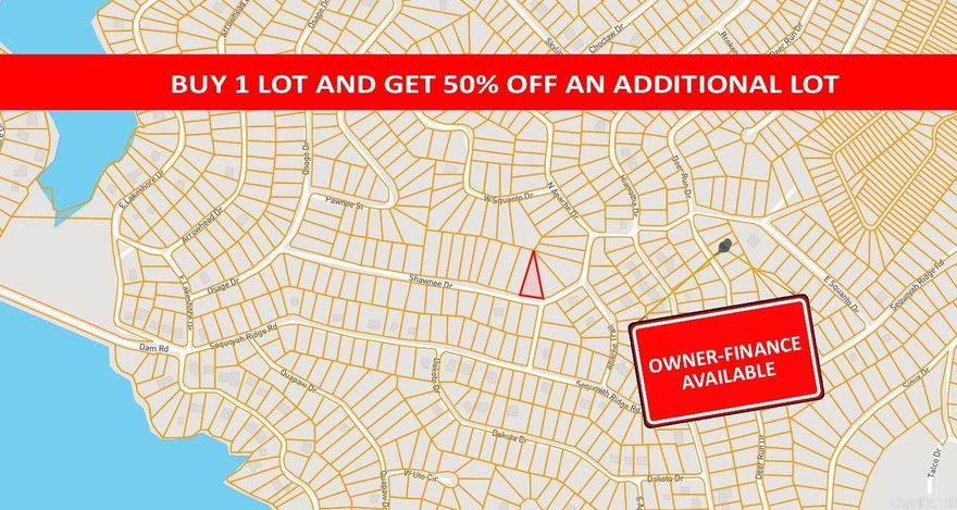 Buy one lot and get 50% off an additional lot! Owner-finance for easy terms. Cash buyers can pay by debit or credit card as well. Nice lot to develop or hold for future value. Public water and electric are available to run to property and will need septic. Owner/agent. Finance is 5 months at $194 and closing costs are included. Lots marked with red banner are part of promotion. No limit on lots. Buyer responsible for any/all taxes and lots sold "as-is". Quit claim deed conveys. Parcel ID# 304-00026-000