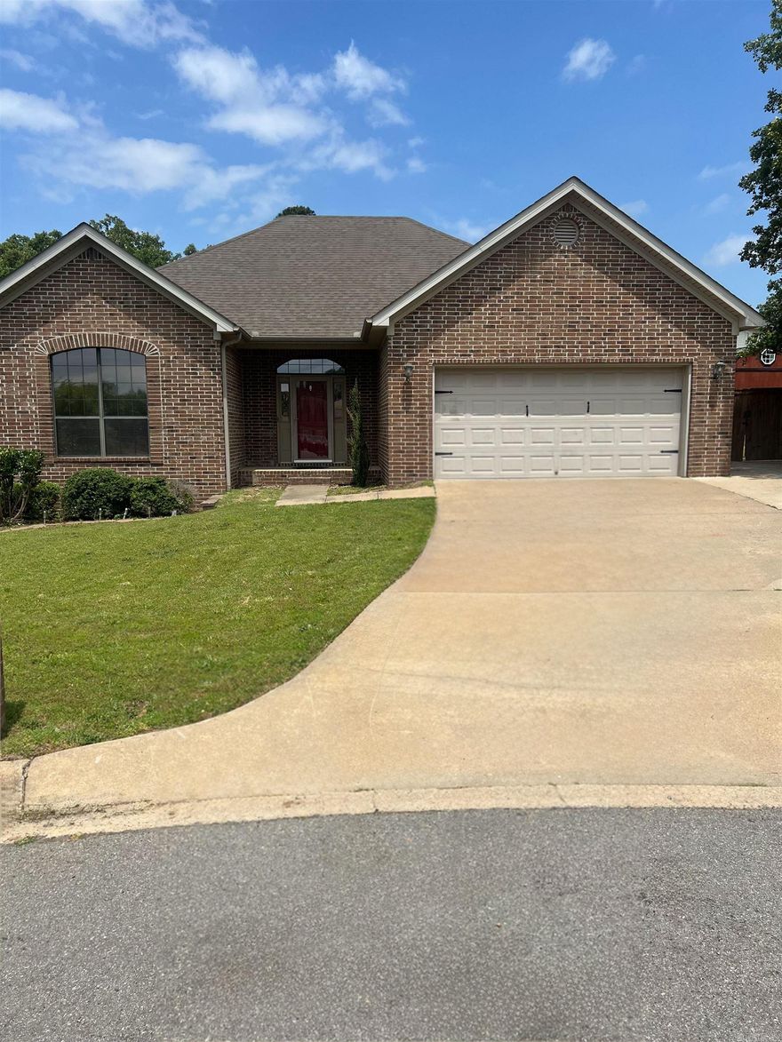This one level brick home has a lot of character and amenities! Located in a quiet level cul-de-sac, with plenty lot space and parking. The home is an open concept with living, dining, and kitchen with laminate hardwood floors in the main living area. Master is separate from the 2 beds plus an office/den with its own private door to the backyard. The back door opens to a covered patio and fence that were done in 2023. The level yard has a finished 12x20 Urethane side lofted barn with heated & cooled space with its own private deck and a 10X14 storage building. Must see this home!!