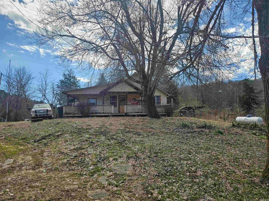 Escape the city & embrace country living on this MULTI-FAMILY 26-acre OZARK MTN HOMESTEAD! Featuring TWO COUNTRY HOMES—one a fixer-upper, the other needing finishing touches, both in need of clean up—the price reflects the work needed. A SPRING FED POND, rolling pastures, and BREATHTAKING MTN VIEWS make it a perfect spot for a homestead or weekend retreat. Newer home is located behind the older one & has 1 bedrm & is supplied by a natural spring, (interior pics feature the blue & white house first) while the older one has 3 bedrms & is on rural water.  With a little elbow grease, this place could shine. Ideal for multi-generational living, homesteading, or a quiet getaway. Conveniently located near historic Leslie, Mt. View, the BUFFALO & WHITE RIVERS, and Branson, MO. A country store is just 4 miles away for essentials & good home cooked meals. Bring your vision and make this Ozark gem your own! FIBER INTERNET IS HERE!