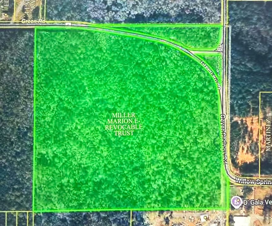 40 acres in a fabulous location This property is located within an area of Saline County that is not currently subject to zoning regulations. R2 (Single-Family Residential) zoning is located directly across Green Road. Additionally, the Future Land Use Map designates the east side of Geyer Springs Road- directly across from the subject property- as R2 Single-Family Residential.