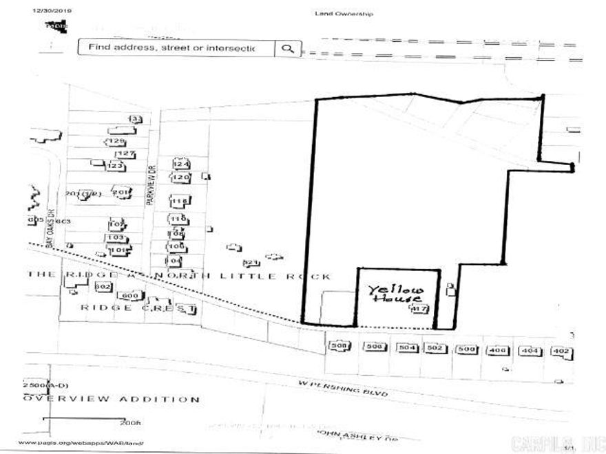 The property is approximately 10 acres.  Sellers have developed an unrecorded subdivision plat indicating a possibility of 22 lots.  This will be provided to interested buyers.