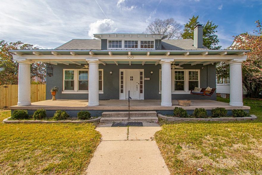 Welcome to this beautifully updated historic Craftsman home in Hillcrest! This charming residence features a large fully updated kitchen with granite countertops, state-of-the-art appliances, & neutral colors throughout. The formal living room boasts a gorgeous fireplace & hearth, while the spacious office offers large windows for natural light & builtins. The large master bedroom is downstairs with a beautiful en suite, walk in closet with tons of shelves. There is also a large formal dining room for hosting. Upstairs you will find two more bedrooms, a bathroom and a bonus room that is perfect for a home theater, playroom, or library along with an open landing that can be a secondary living room. Step outside to a wonderful backyard with a rare private gated entrance to parking, a sought-after feature in Hillcrest. This backyard has amazing space to enjoy with the kiddos, for entertaining or for relaxing. Relax on the inviting front porch, ideal for enjoying mornings or evenings. Plus, you're just minutes from fantastic local restaurants, shopping, and walking distance to Pulaski Heights Middle School. A perfect blend of historic charm and modern convenience!