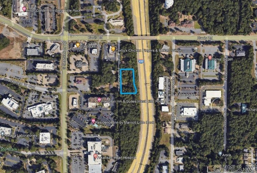 Commercial Development lot in the high traffic west Little Rock medical corridor.  Surrounded by businesses such as Starbucks, Zaxby's, Arkansas Federal Credit Union, Hampton Inn & Suites, Arkansas Heart Hospital, Ortho Arkansas, Cadence bank, and many more. Utilities at the street.