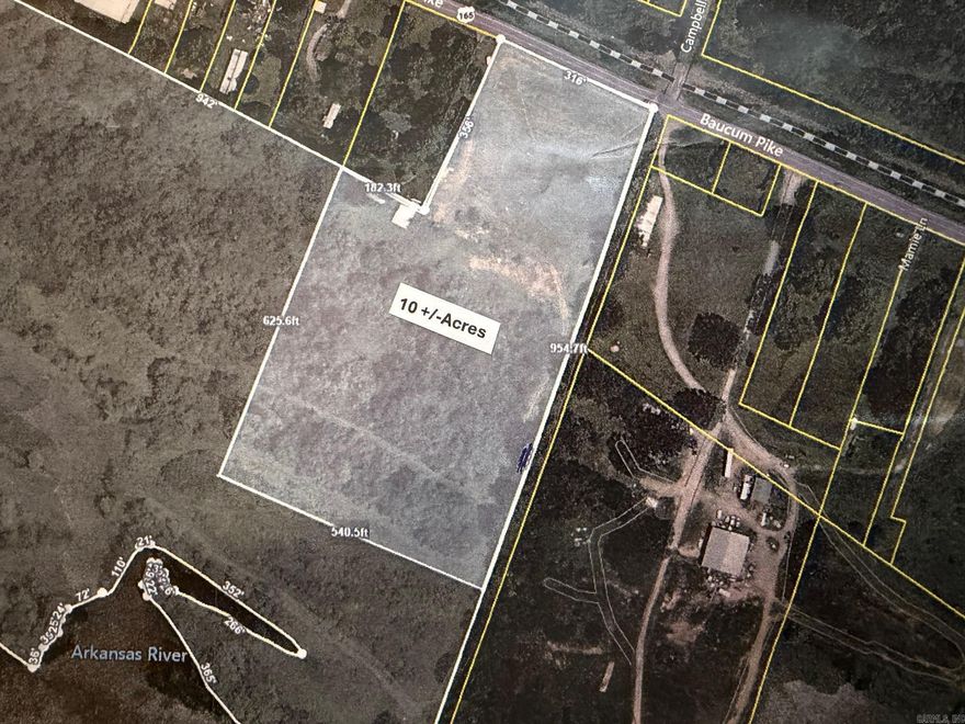 Zoned Light Industrial, 10 Acres with approximately 358 ft of Hwy 165 Frontage   The location is 1 +/- mile East of the intersection of US Highway 70 (East Broadway) and 1.5 +/- miles West of I-440.