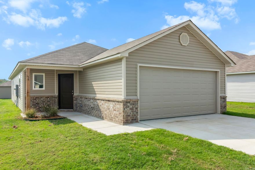 The sleek, modern Ridgeland plan might be the home you're looking for! A unique offset front door welcomes you into an entry hall that opens into an open-concept Living Room, Kitchen and Dining area. The Master Suite has a spacious closet. Come tour it today!  Thoughtful upgrades included in this home: plumbing faucet upgrade 2, 8" deep Kitchen sink, crown on Kitchen cabinets, 16" laminate bar top in Kitchen, Luxury Vinyl Plank flooring in wet areas and Living Room and adjacent hallways, raised ceilings in Living Areas per municipal requirements, fiberglass exterior doors, Cheyenne style doors, back door half lite, baseboards level 2, 25in wide attic stairs, full sod, stainless steel appliance package.    THIS HOME IS COMPLETE.    *** AGENTS, PLEASE SEE SHOWING REMARKS OR AGENT REMARKS FOR VERY IMPORTANT INFORMATION. ***
