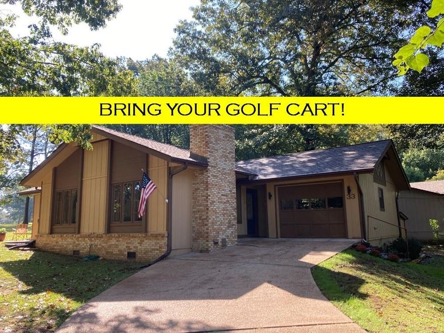 QUIET CUL-DE-SAC HOME with common property to the NORTH GOLF COURSE near the 3rd hole just at the edge of Cherokee Village.  2 bedroom 1 1/2 bath home with Hardwood Floors, New Architectural shingled roof and gutters along with new facia & soffits in 2024. New gas log fireplace will keep you warm a cozy all winter long. There is a large living room (24’4”x15’8”) along with another large (23’x15’8”) den or large dining room. Both Bedrooms are nice size, connected with a Jack & Jill Bath that has a walk-in shower also updated vanities & mirrors.  Air ducts have recently been cleaned professionally.   The entire house has been newly painted inside & outside. Nice patio with new sliding doors off the living room for backyard BBQ’s. Nice storage building with electric.  Single-car garage with extra storage. Listing #2393