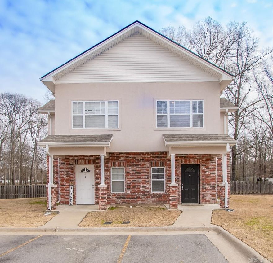 Super cute newly remodeled duplex in Bryant! New flooring and paint throughout. Beautiful granite countertops. Large windows throughout that let in plenty of natural light. Covered back patio area that is perfect for enjoying days outside. Tenant is to supply their own W/D, or they can choose to have the W/D supplied and maintained for additional $50/month w/d rental. The lease for this property is for 18 months and income has to be three times the amount of rent. This property does not accept section 8. There is a 25 lbs weight limit for a pet.  Disclaimer- Please Note: 1. Due to multiple apartments available for rent, photos may differ from the available apartments. Please contact the Leasing agent to arrange a showing of available apartments. 2. All apartments are the same layout and finish, some have Granite countertops and some do not. Some have white and some black appliances.