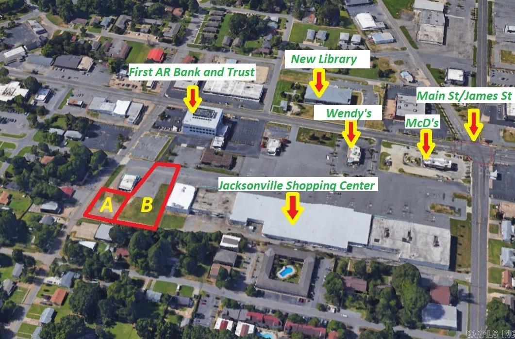 Prime location: These commercial lots offer an incredible opportunity to establish your business in a highly desirable area. With their proximity to the Jacksonville Shopping Center, Nixon library, and the main branch of First AR Bank and Trust, your business will benefit from excellent accessibility and traffic count. Zoning is for shopping center, so the possibilities are almost endless. Lot A and B are included in this listing.