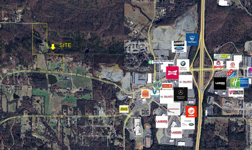 Convenient Location for Potential Commercial Development, Residential Development or Private Estate.  Great Visibility with Over 900 Feet of Frontage on Colonel Glenn. Contiguous 20 Acres is also Available. This Property has Easy Access Located about One Mile from I430 (over 86,000 Vehicles Per Day) and Bowman Road.  This Area is the Last Undeveloped Corridor off I430 into West Little Rock.  Call Today for More Information!