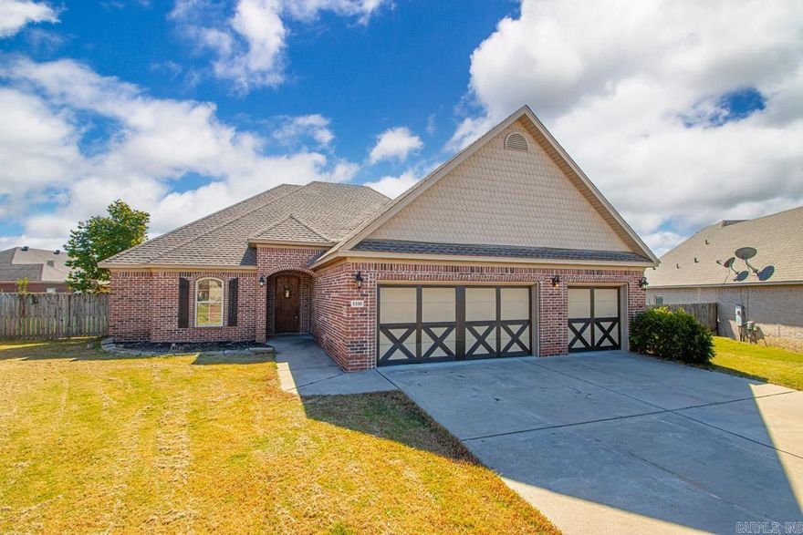 Step into this charming and beautifully maintained 4 bedroom, 2 bath family home nestled in the desirable Hurricane Meadows subdivision of Benton, AR. With a welcoming brick-accented exterior, a three-car garage, and a manicured yard, the home exudes curb appeal from the moment you arrive. Inside, an open and flowing layout invites you into a bright living area that connects seamlessly with the dining space and kitchen, perfect for everyday living and entertaining. Thoughtful finishes, ample storage, and generous natural light throughout add to the warm and inviting feel. Located in a stable, sought-after neighborhood close to schools, amenities, and community services, this home combines comfort, style, and convenience for family living.
