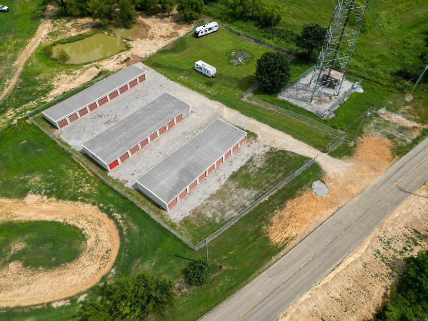 Income-Producing Storage Facility with Expansion Potential - 80% Occupancy!  This is your chance to own a thriving storage business with immediate cash flow and long-term growth potential. Situated on just under 1 acre, this well-maintained and fully fenced property currently features 40 storage units with a strong 80% occupancy rate, plus 9 additional parking spaces available for rent perfect for RVs, trailers, or boats. The existing units are in high demand and offer a variety of sizes to accommodate different storage needs: 7 - 10x10 units, 16 - 10x15 units, 8 - 10x20 units, 5 - 12x20 units, 3 - 10x30 units, and 1 - 20x30 unit    Beyond its current cash flow, this property truly shines with its built-in expansion opportunity. Only half an acre is currently developed, leaving approximately half an acre of flat, buildable land ready for additional buildings or storage units! A huge value-add for investors looking to increase revenue and boost ROI.    Recent upgrades have been made throughout the facility, and the property features a modern 24/7 surveillance security system, ensuring tenant safety and peace of mind.