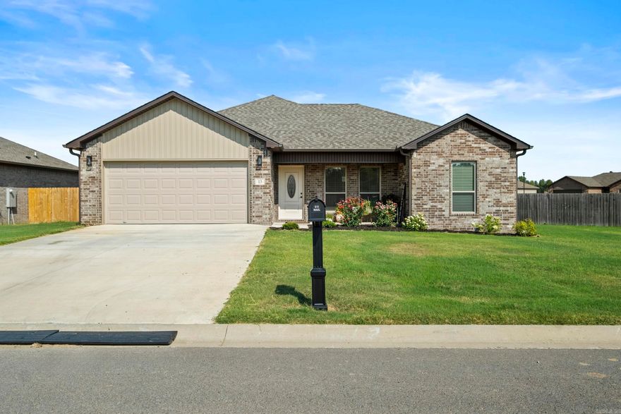 Practically new construction in the fast growing Deerfield Estates subdivision. Cabot School District and Rural Development $0 down approved. Spacious 3bed 2bath split floor plan. Vaulted ceiling living room. Raised tray ceiling in master. Open concept kitchen with custom island. Fantasy Brown Quartz countertops throughout. All site built custom cabinets. LVP throughout. NO CARPET. Stainless steel appliances. Added can lights throughout. Custom tile shower in the primary suite. Crown molding and trim throughout. Covered back patio. All brick exterior for easy maintenance.