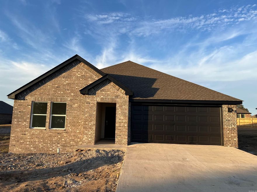 Jubilant Justin plan in Ridgefield Subdivision located in Searcy, AR! These new construction homes feature modern finishes for comfortable living! Each home has LVP and carpet. In the kitchen and bathrooms, you’ll find beautiful quartz countertops. In the primary bathroom, you’ll find a walk-in shower and a quartz vanity! Each home will have 4-sides brick with Hardie® siding per plan. Each home comes with a programmable thermostat! 10-year limited Homebuyer’s Warranty! All photos are stock photos, representative of plan only and may vary as built. Annual taxes is an estimate. Taxes are TBD.