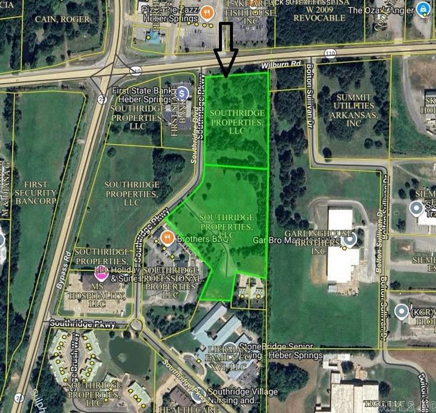 1. Incredible Opportunity for a SAVVY RV PARK DEVELOPER...much of the development planning DONE! 2. Site Re-Zoned by Heber Springs City Council to RR--Rural Resort! READY TO GO FOR AN RV PARK! 3. SITE PLAN AVAILABLE SHOWING 42 BEAUTIFULLY LANDSCAPTED PADS AND AMENITIES 4. Lots 1 and 2, totaling 8.65+/- acres is part of prestigious Southridge Village, which has a diversity of high quality entities like Holiday Inn Express, First State Bank, Carti of Arkansas, CHI ST. Vincent, Brothers BBQ, Stonebridge Assisted Living, and Southridge Village Nursing and Rehab + Villas Condos(40) 5. Preliminary Financial Proformas indicate opportunity for great ROI and IRR