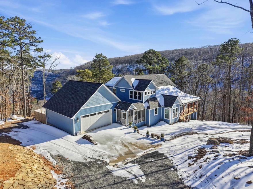 Looking for Seclusion on 82 acres w/STUNNING YEAR-ROUND views of Greers Ferry Lake/the Ozark Mountains, newer home just built in 2023, a private gated entrance, a mile of manicured ATV trails through dense woods, plenty of wildlife , & a public Boat Ramp at the end of Leech Dr, well this is the property for you!The Home features 2317sqft. of Living Space w/approx. 900sqft of covered porch, in addition to the unfinished basement that has about 1,400sqft of heated & cooled space including the "Safe Room" & access doors to park your ATV. You will also find a breezeway from the home leading to a 30x30 insulated garage, large doggy door leading into a fenced in area for the pets to play, Real Hickory Wood Floors throughout home w/exception of laundry room & bathrooms that have Stone Tiles, Granite countertops in bathrooms, Granite countertops in kitchen w/the leathered granite kitchen island.Appliances include KitchenAid Gas range, KitchenAid microwave, KitchenAid oven, GE Profile Refrigerator, GE Profile Washer&Dryer, On Demand Tankless Gas water heater, WHOLE HOUSE Generator, & cozy up to the Wood Burning Stove.All appliances stay,Furniture items are negotiable separately.(See docs.)