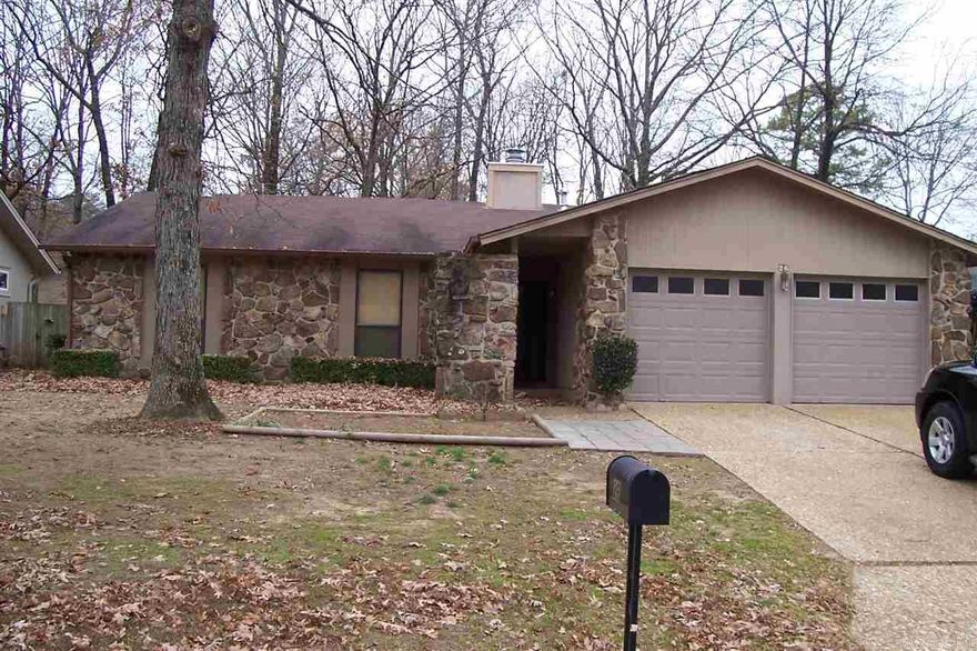 Nice one level on quiet wooded lot at end of cul de sac. Convenient to everything.  Level & fenced yard with storage building. Large Rock Fireplace in greatroom. Double Garage and Central Heat & Air.  Available December 1st. Rent is $1050/mo. Deposit is $1050. Will consider a small pet. Appointment only since Renter is still there. Need application first. Call agent to get an application.