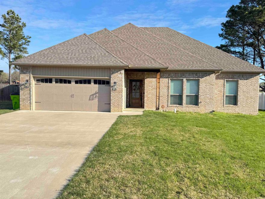 BUYER'S LUCKY DAY– Major Price Improvement! Seller is being relocated for work. Now offered at $329,700 after a $10,000 PRICE IMPROVEMENT. This 2022 beautiful like-new 4-bedroom, 2-bath home offers 2,082 SQ FT in a growing, sought-after neighborhood. Peaceful setting with green space behind the home means no rear neighbors! The open-concept layout is ideal for everyday living and entertaining, featuring a spacious living area that flows seamlessly into the kitchen. The large island anchors the space, complemented by granite countertops, abundant cabinetry, and stainless-steel appliances. The split-bedroom floor plan provides privacy and functionality. Dedicated laundry room, generous natural light, and thoughtful finishes throughout make this home comfortable and practical. GEMSTONE permanent exterior lighting adds year-round convenience for holidays and special occasions. Refrigerator, washer, and dryer convey with a full-price offer, making this home truly move-in ready!  EXCEPTIONAL VALUE! Seller installed a French drain in the backyard. There is a drainage ditch behind the fence. No standing water!