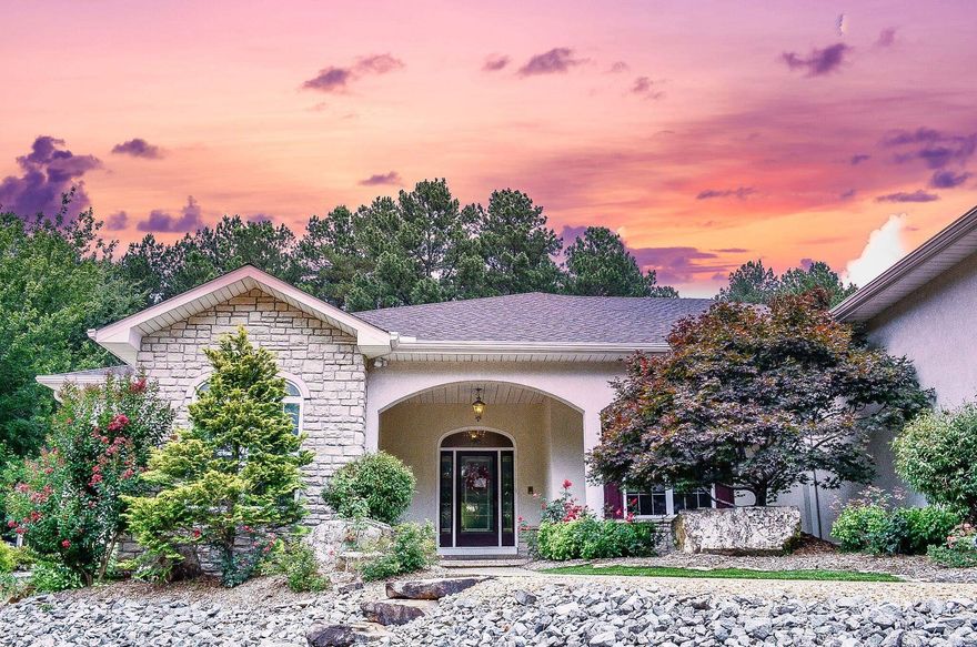 Spacious one level home with a private park like back yard. Comfortable living with large family room off the kitchen. Dining area off kitchen with built in coffee bar area. Kitchen has walk in pantry, island, stainless steel appliances, convection oven/microwave and extra built in oven. Slow-close drawers. Recirculating Hot Water with brand new Marathon Hot Water Heater (lifetime warranty). Recently new Lennox top of the line HVAC. Roof replaced February 2024. Master bedroom and office/bedroom seperate from guest quarters. Master has 2 extra large walk in closets. Guest quarters has 2 bedrooms with Jack n Jill bathroom. Access to Arkansas room. Two heated & cooled storage/workshop areas. Garage deep enough for large truck and car. Separate garage door for golf cart. Level driveway. SEE AGENT REMARKS