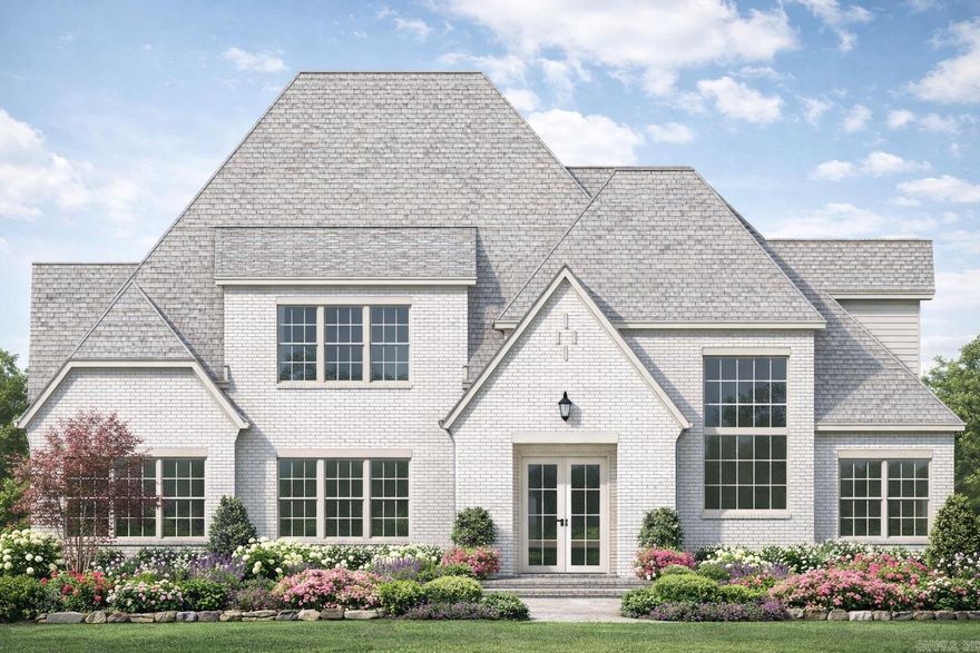 Rare new construction behind the future gates of Chenal’s final country club golf course community. Set on a premier corner lot with a peek-a-boo view of Bear Den #13 tee box, this 5BR/5BA, 4,500 sq ft home blends bold design with effortless livability. The main level offers 10-ft ceilings, a vaulted kitchen, hardwood floors, and a gas linear fireplace with custom tile. An open living, dining, and kitchen layout is ideal for entertaining, featuring quartzite countertops, 60-inch refrigerator, gas range, double ovens, oversized island, custom cabinetry, and a working butler’s pantry. Sightlines extend to the oversized covered patio and backyard. Two primary suites on the main level provide flexibility for guests or multi-generational living. The main primary includes a spa bath with soaking tub, walk-in shower, dual vanities, and built-in closet. An additional bedroom and private office complete the main level. Outdoor living features a covered patio with brick fireplace, tongue-and-groove ceiling, TV readiness, and space for an outdoor kitchen. Flat 0.36-acre lot is pool-ready. Upstairs offers two en-suite bedrooms and a Home Theater.  Estimated completion November 2026!