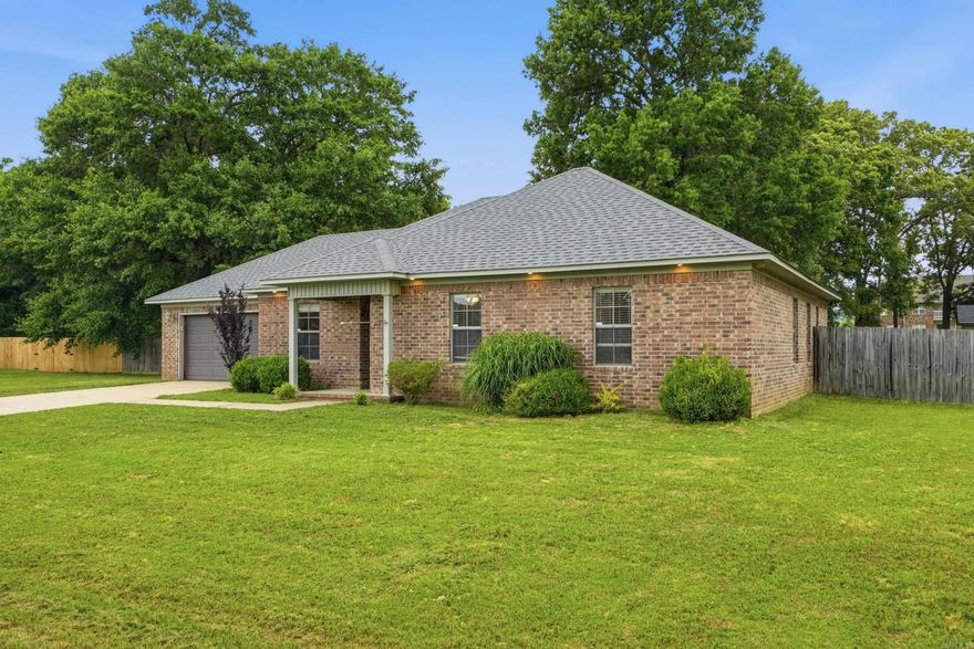 If you are looking for a home at a great price on spacious Conway city lot, this is it! Located in a peaceful East Conway neighborhood with just a few homes, this beautiful 3 bed/2 bath home is move-in ready. 3 bed/2 bath with an open floor plan. Easy maintenance concrete floors. The primary suite has two sinks and a two walk-in closets. The large fully fenced backyard features a nice covered patio, just in time for summer grilling. The back yard is the perfect spot to get together with friends and family. The raised garden bed and storage building convey with the property. The roof was replaced in 2025, which should help with insurance costs. This home is on Conway Corp. The garage also features a hookup for an electric car charger and a large storage room. Great location, with easy access to Harps, Target, and Conway schools.