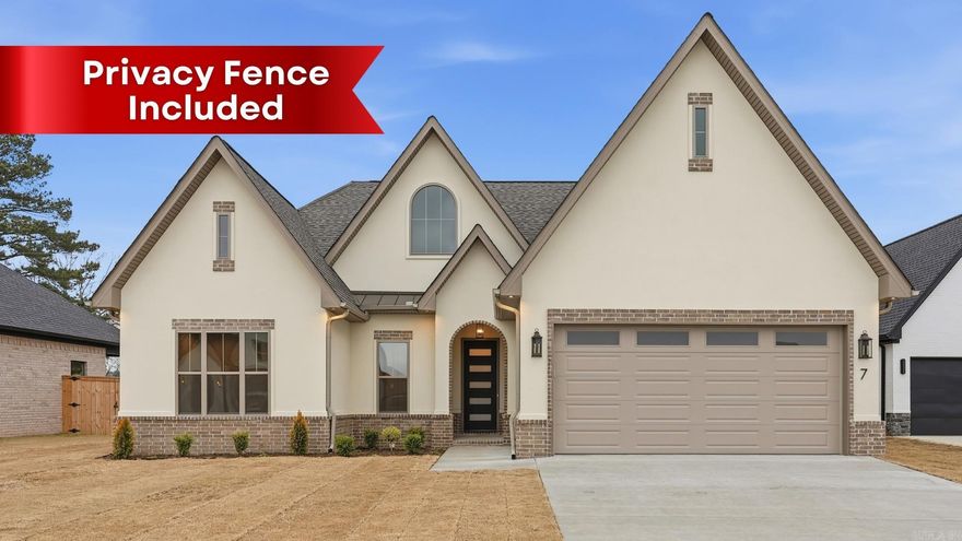 Stunning New Construction Home by Jim Atkinson Construction in Greenbrier’s newest subdivision East Meadows. Discover your dream home in this beautifully crafted new construction. This exquisite property has three spacious bedrooms, two and one half modern bathrooms. Home is a split and open floor plan. Kitchen the heart of the home features gleaming granite countertops and high-end stainless steel appliances, perfect for culinary enthusiasts. Enjoy the luxury of a master bedroom complete with walk-in closets, a soothing soaking tub, a custom-tiled shower, granite countertops, and dual sinks. Additional Amenities: separate laundry room adds convenience, lockers/mud room meet after going in the house from garage, while the gas-burning fireplace creates a cozy ambiance for relaxation. Energy Efficiency: The property is all-electric, ensuring modern energy efficiency. Outdoor Living: Covered back porch offers a wonderful space for outdoor entertaining or unwinding in privacy.