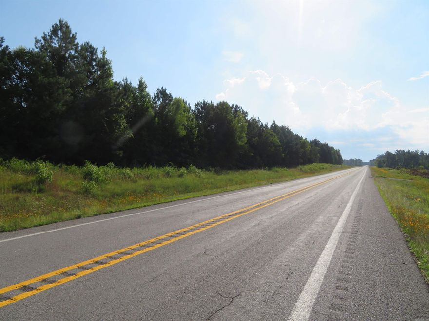 Wonderful acreage on North side of Highway that can be divided into 3 different sizes --- if you are looking for a residential BUILDING SITE -or- a MODULAR HOMESITE -or- a MOBILE HOME SITE.  You decide!  The entire Parcel is 16.62 ACRES, more or less.  Price REDUCED to $78,500. If the 16.62 ACRES is divided into THREE, EQUAL PARCELS of 5.54 ACRES --- Price is $26,167. each. If the 16.62 ACRES is divided into TWO, EQUAL PARCELS of 8.31 ACRES --- Each Parcel is $39,250. Or, if a potential Buyer would like to have 'just over 10 ACRES (Perhaps 10.12 ACRES), the 10.12 ACRE TRACT would be $47,800. and the remaining 6.5 ACRES would be priced at $30,700. EACH TRACT, whether larger or smaller, will require a SEPTIC SYSTEM and WELL.  This area of Clark County is not presently in a public water district.  The Alpine Water Company (Rural) does not come this far East -and- the Arkadelphia Country Water Association does not go far enough West, currently.   This Parcel of land has been used for timberland since the 1970's/1980's.  This 16.62 ACRES is currently in its THIRD cycle of timber growth (for this Owner). This land is an AWESOME HOMESITE and/or a DOUBLE-WIDE or a MOBILE HOMESITE , too!