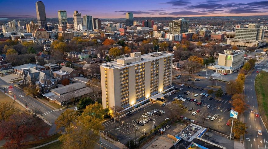 Enjoy downtown living in this well-appointed 2-bedroom, 2-bath condo offering approximately 1,100 sqft of comfortable and functional space. This unit features a renovated primary bathroom, generous room sizes, and a flexible layout that includes space for a home office, making it ideal for families, professionals, or anyone seeking low-maintenance city living.  The open living and dining area provides plenty of room to relax or entertain, while the kitchen offers ample storage and functionality. Both bedrooms are spacious, with the primary suite featuring an updated bath and great closet space.  Residents enjoy access to community amenities, including a pool and shared lounge/common areas, perfect for socializing or unwinding after a long day. Conveniently located in downtown Little Rock, this condo is close to dining, entertainment, parks, medical centers, and major employers, offering the best of urban convenience.