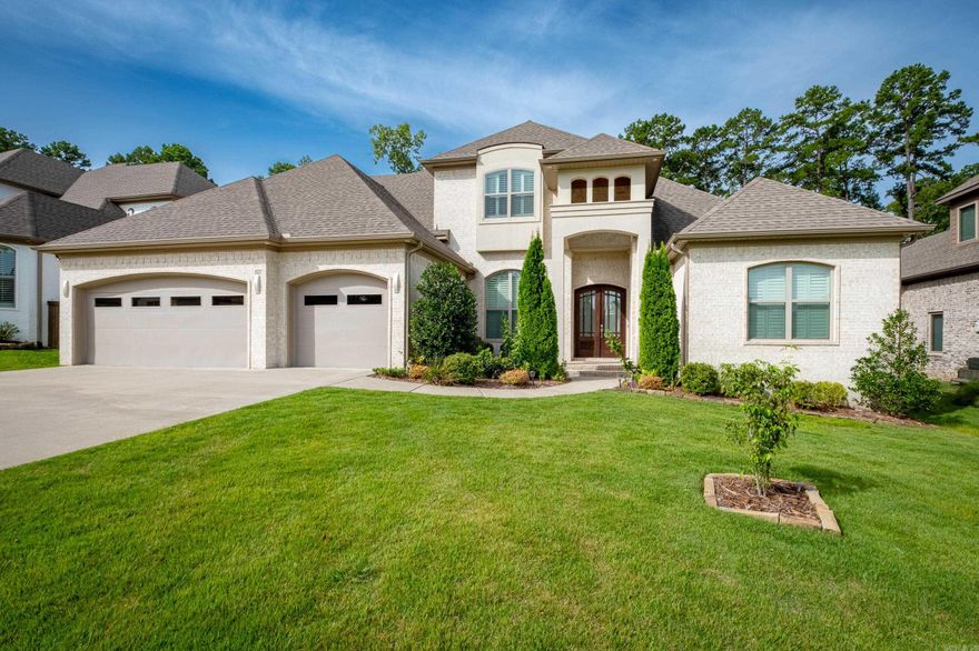 This gorgeous like new home in Ensbury Place in Chenal Valley features a gourmet kitchen with high end appliances, luxury fixtures and finishes, and hardwoods throughout the home. The primary suite is located away from the other bedrooms, includes a luxurious bathroom and 2 large walk-in-closets with convenient access to the laundry room. The main level also includes a study and 2 additional bedrooms with their own separate ensuite bathrooms and walk-in- closets. Upstairs is an extra bedroom with ensuite and a large bonus/game room with a wet bar and beverage cooler AND an adjoining media room and large closet. The spacious open floorplan is perfect for entertaining, and the screened outdoor living area includes a fireplace an built-in grilling area. The backyard is fully fenced with a patio and greenspace behind the property. Golf cart access to the Chenal Valley Country Club golf course. 3 Car garage.