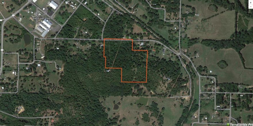 17.12 acres in Bigelow, Has a old homeplace on it.  Power and water should be onsite but we need to verify prior to closing.  Property has a road to the top where the best building spot with a view is located